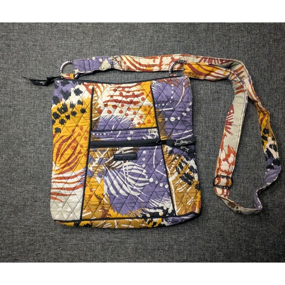 Vera Bradley Yellow Multicolor Abstract Floral Quilted Tote Purse Bag Pockets